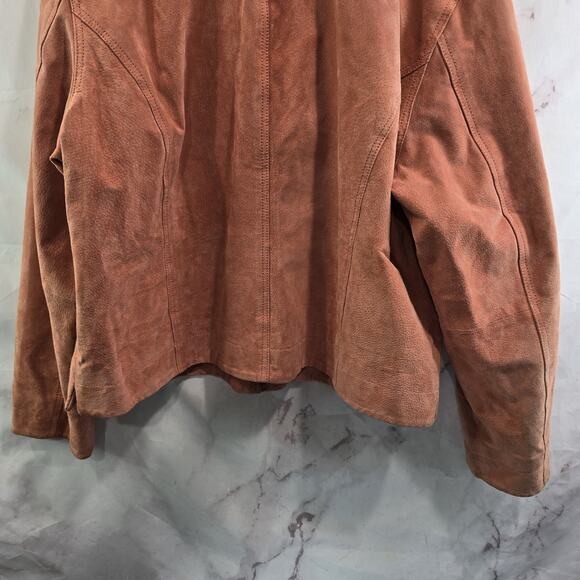 Chicos Jacket XL 3 Pink Peach Leather Suede Moto Biker Pastel Light Zip Vintage - Picture 7 of 11